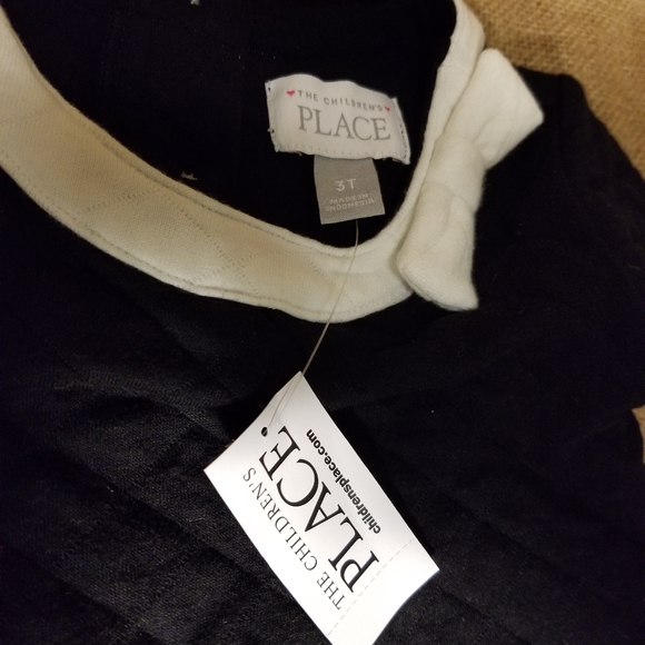 BNWT Children's Place Jacquard Quilted Dress, Black/White, 3T - Picture 3 of 3